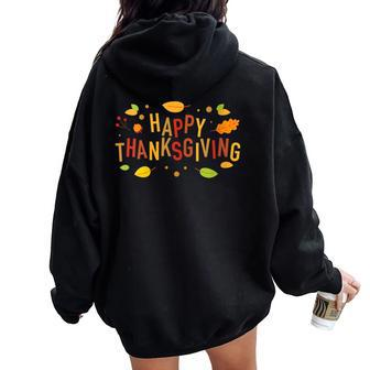 Fall Color Cute Adorable Happy Thanksgiving Women Oversized Hoodie Back Print - Monsterry UK