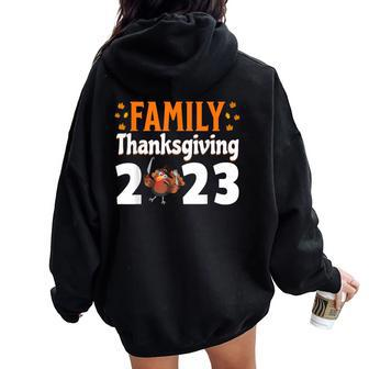Family Thanksgiving 2023 Fall Autumn Turkey Matching Family Women Oversized Hoodie Back Print - Monsterry UK