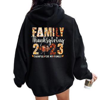 Family Thanksgiving 2023 Fall Autumn Turkey Matching Family Women Oversized Hoodie Back Print | Mazezy