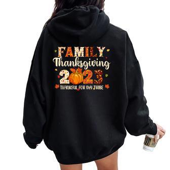 Family Thanksgiving 2023 Thankful For My Tribe Fall Autumn Women Oversized Hoodie Back Print - Monsterry UK
