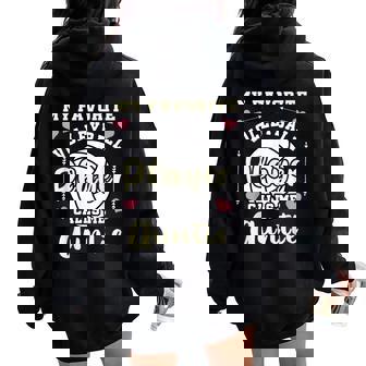 My Favorite Volleyball Player Calls Me Auntie Women Oversized Hoodie Back Print | Mazezy