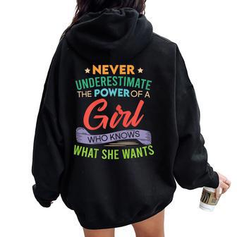 Feminist Never Underestimate The Power Of A Girl Women Oversized Hoodie Back Print - Monsterry AU