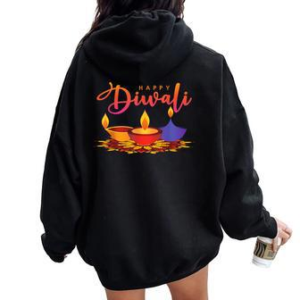 Festival Of Light Happy Diwali For Man And Woman Women Oversized Hoodie Back Print - Seseable