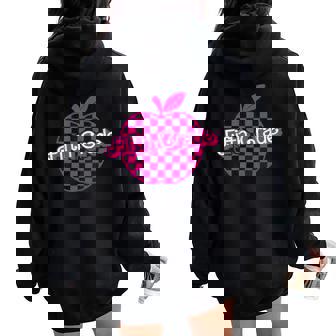 Fifth Grade Pink Checkered Apple Teacher 5Th Grade Women Oversized Hoodie Back Print - Seseable