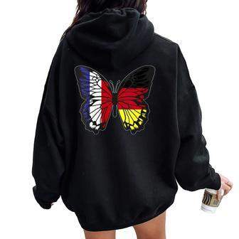 France And Germany Mix Butterfly Half German Half French Women Oversized Hoodie Back Print | Mazezy CA