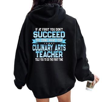 Fun Culinary Arts Teacher Saying Women Oversized Hoodie Back Print | Mazezy