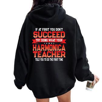 Fun Harmonica Teacher School Music Quote Women Oversized Hoodie Back Print | Mazezy