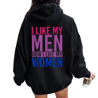 Bi Pride I Like My How I Like My Bisexual Women Oversized Hoodie Back Print | Mazezy UK