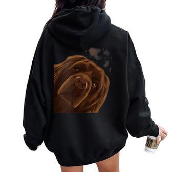 Curious Dog Sussex Spaniel Women Oversized Hoodie Back Print | Mazezy