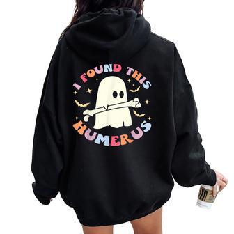 I Found This Humerus Retro Groovy Boo Ghost Halloween Women Oversized Hoodie Back Print - Thegiftio UK