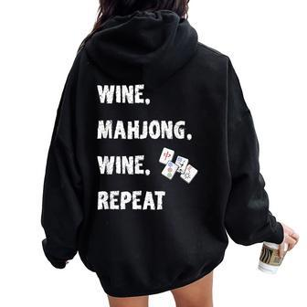 Mahjong Wine Lover Asian Game Love Mah Jong Women Oversized Hoodie Back Print - Seseable