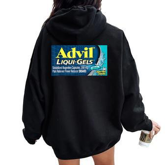 Nurse Pharmacy Halloween Costume Advil Liquid Gels Women Oversized Hoodie Back Print - Monsterry