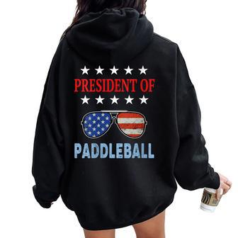 Paddleball Accessories Usa Flag Beach Saying Women Oversized Hoodie Back Print | Mazezy