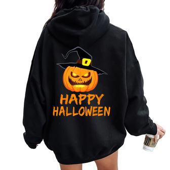 Pumpkin Happy Halloween Costume Boys Girls Women Oversized Hoodie Back Print - Seseable