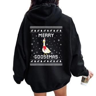 Geese Ugly Christmas Sweater Geese Lover Holiday Present Women Oversized Hoodie Back Print | Mazezy