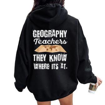 For A Geography Teacher Cartography Women Oversized Hoodie Back Print | Mazezy