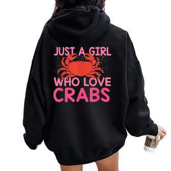 Girls-Love-Crab Eating-Macaque Crab-Crawfish-Lover Women Oversized Hoodie Back Print | Mazezy