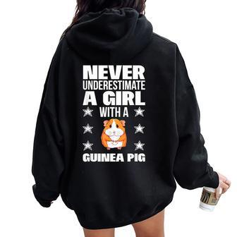 Girls Never Underestimate A Girl With A Guinea Pig Women Oversized Hoodie Back Print - Monsterry AU