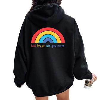 God Keeps His Promises Rainbow Lovely Christian Christianity Women Oversized Hoodie Back Print | Mazezy