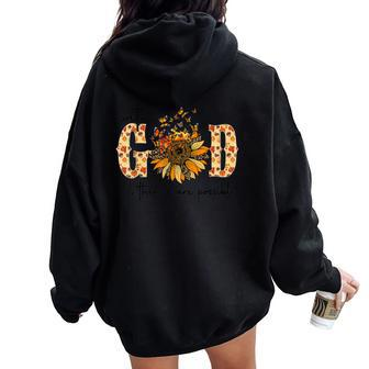 With God All Things Are Possible Christian Fall Thanksgiving Women Oversized Hoodie Back Print - Thegiftio UK
