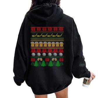 Golf And Beer Ugly Christmas Sweater Holiday Women Oversized Hoodie Back Print | Mazezy