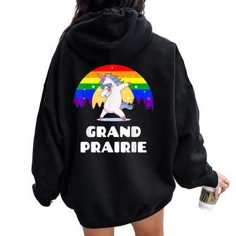 Grand Prairie Texas Lgbtq Gay Pride Rainbow Women Oversized Hoodie Back Print | Mazezy
