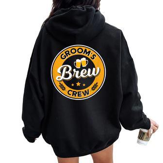 Groom's Brew Crew T Stag Party Beer Groomsmen Apparel Women Oversized Hoodie Back Print | Mazezy
