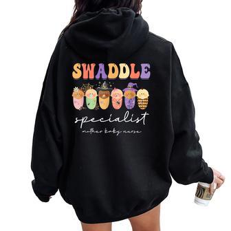 Halloween Swaddle Specialist Postpartum Nurse Mother Baby Women Oversized Hoodie Back Print - Seseable