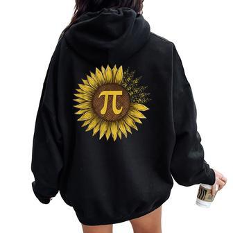 Happy Pi Day Sunflower Lovers Pi Day Number Symbol Math Women Oversized Hoodie Back Print | Mazezy