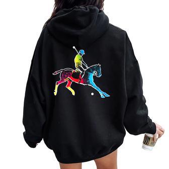 Horse Polo Player Colorful Polo Sports Horseback Riding Women Oversized Hoodie Back Print - Thegiftio UK
