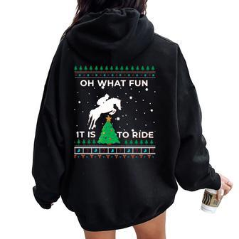 Horse Rider Equestrian Cowboy Ugly Christmas Sweater Jumper Women Oversized Hoodie Back Print - Monsterry CA