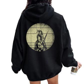 Horse Riding Native American Heritage Native American Women Oversized Hoodie Back Print | Mazezy