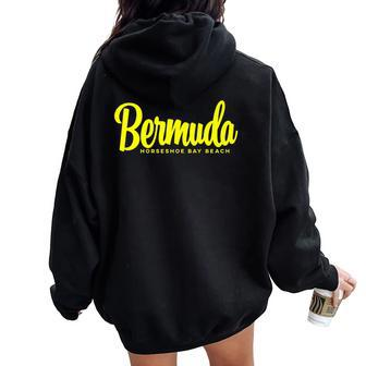 Horseshoe Bay Beach Bermuda Yellow Text Women Oversized Hoodie Back Print | Mazezy