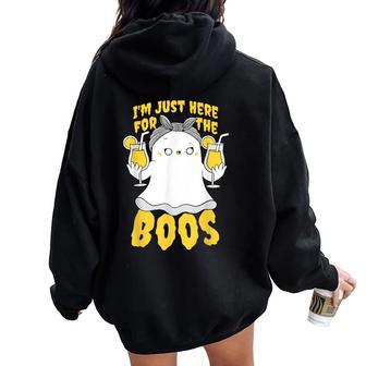 I'm Just Here For The Boos Halloween Ghost Cute Women Oversized Hoodie Back Print - Seseable