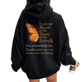 Inspirational Butterfly Transformation Quote Women Oversized Hoodie Back Print | Mazezy