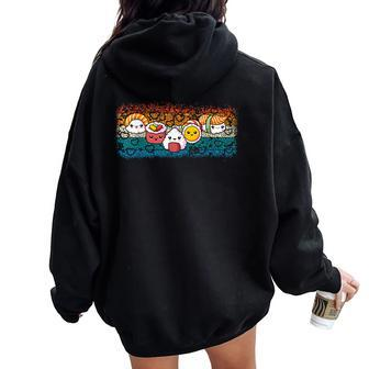 Japanese Food Lover Sushi Couple For Women Retro Women Oversized Hoodie Back Print | Mazezy