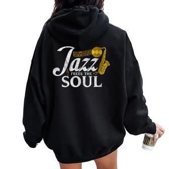 Jazz Music For Jazz Lovers Saxophone Women Oversized Hoodie Back Print | Mazezy