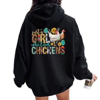 Just A Girl Who Loves Chickens Farm Lover Cute Chicken Buffs Women Oversized Hoodie Back Print - Monsterry AU