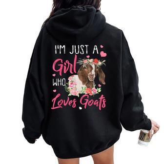 Just A Girl Who Loves Goats Goat Rancher Farm Women Women Oversized Hoodie Back Print - Monsterry CA