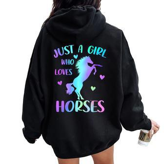 Just A Girl Who Loves Horses Women Oversized Hoodie Back Print - Seseable