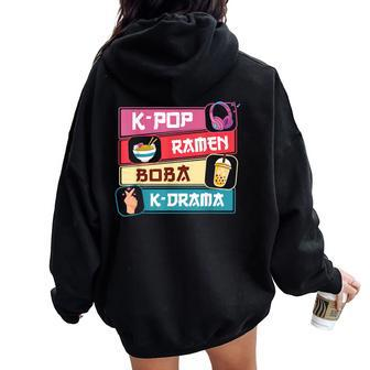 K-Pop Ramen Boba K-Drama Cute Kawaii Korean Drama N Girls Women Oversized Hoodie Back Print - Monsterry