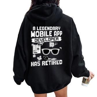 A Legendary Mobile App Developer Has Retired Women Oversized Hoodie Back Print | Mazezy