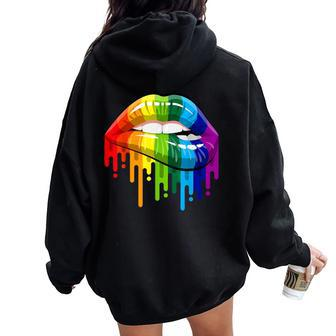 Lgbt Rainbow Lips Pride Gay Homosexual Lesbian Women Oversized Hoodie Back Print | Mazezy AU