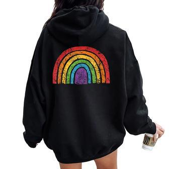 Lgbtq Rainbow Flag Gay Pride Lgbt Awareness Ally Vintage Women Oversized Hoodie Back Print | Mazezy