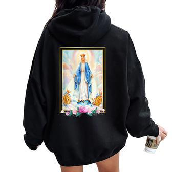 Litany Of The Blessed Virgin Mary Mother Of Christ Catholic Women Oversized Hoodie Back Print | Mazezy