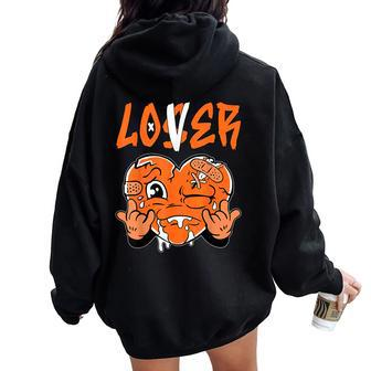 Loser Lover Drip Heart Orange Matching Outfit Women Women Oversized Hoodie Back Print - Seseable