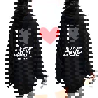 I Love Angie Name Personalized Girl Woman Bff Friend Heart Women Oversized Hoodie Back Print | Mazezy