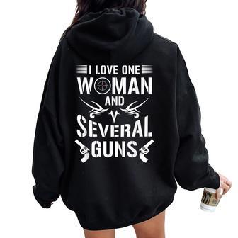 I Love One Woman And Several Guns Riffle Colt Women Oversized Hoodie Back Print | Mazezy