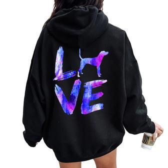 Love Treeing Tennessee Brindle Watercolor Blue Dog Mom Dad Women Oversized Hoodie Back Print | Mazezy