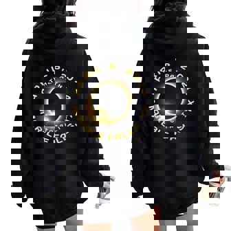 Marble Falls Texas Solar Eclipse Totality April 8 2024 Women Oversized Hoodie Back Print | Mazezy